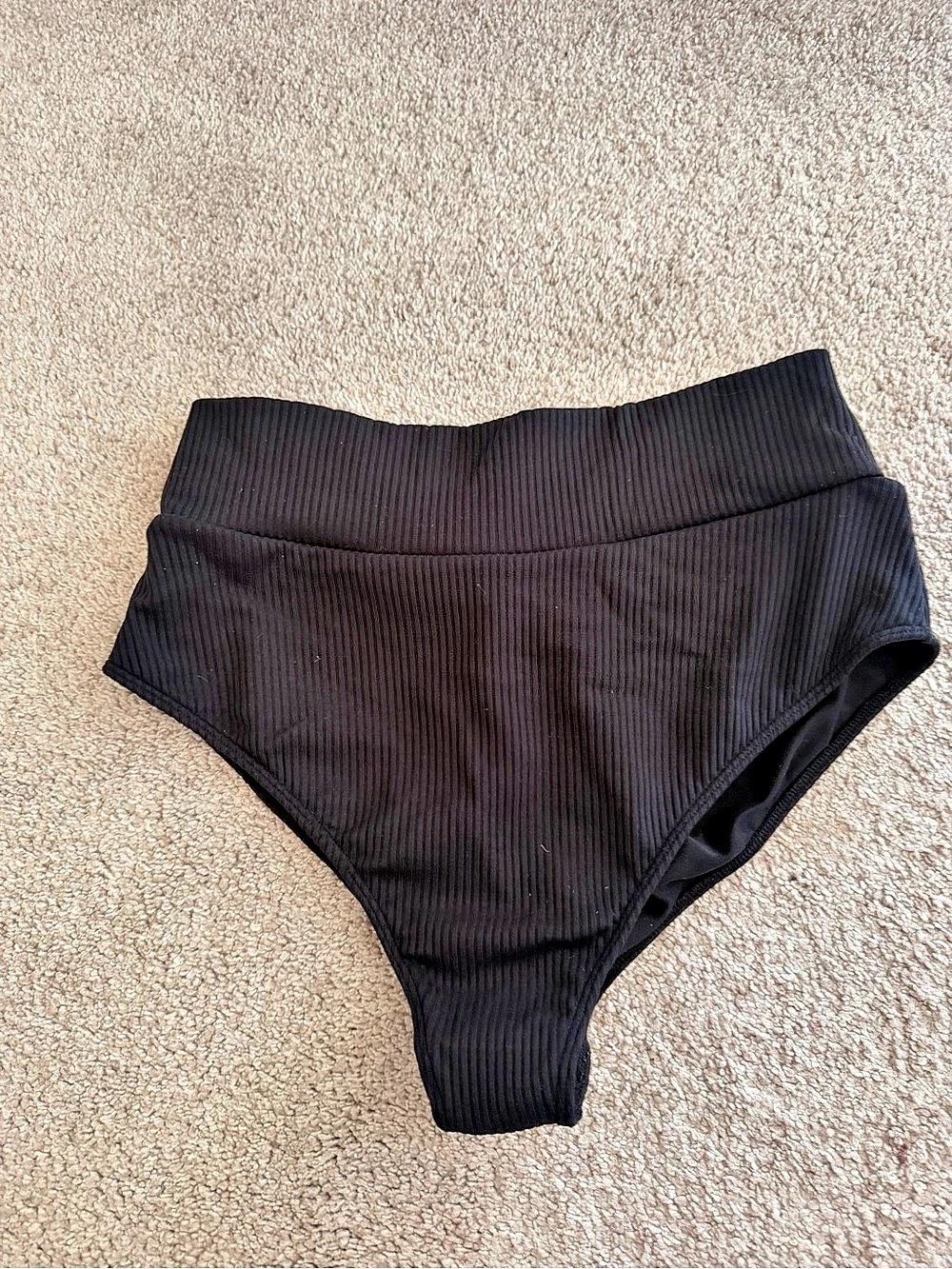 MONTCE SWIM Black Rib Added Coverage High Rise Bikini Bottom Ribbed High-Waist L - Picture 4 of 6